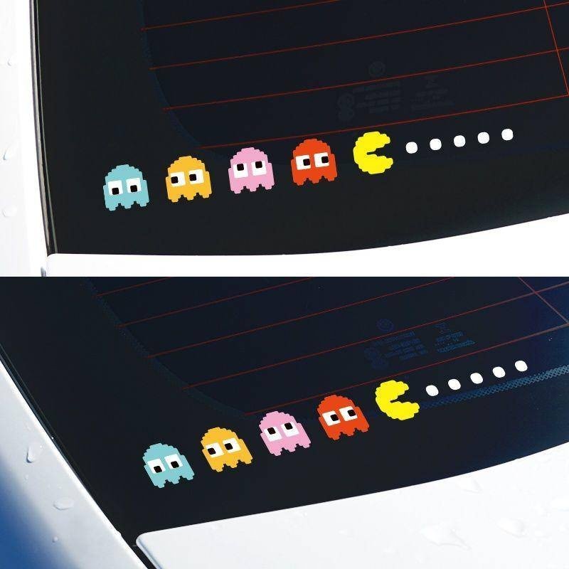 小霸王吃豆豆汽車貼紙   創意個性   可愛卡通   電動機車裝飾劃痕   貼遮擋