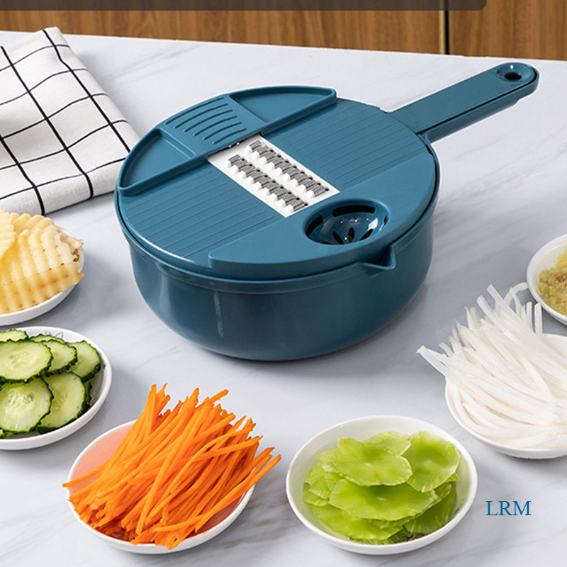 Lrm 12 件多功能切菜機刨絲器胡蘿蔔土豆手動切絲切碎機廚房套裝水果蔬菜工具