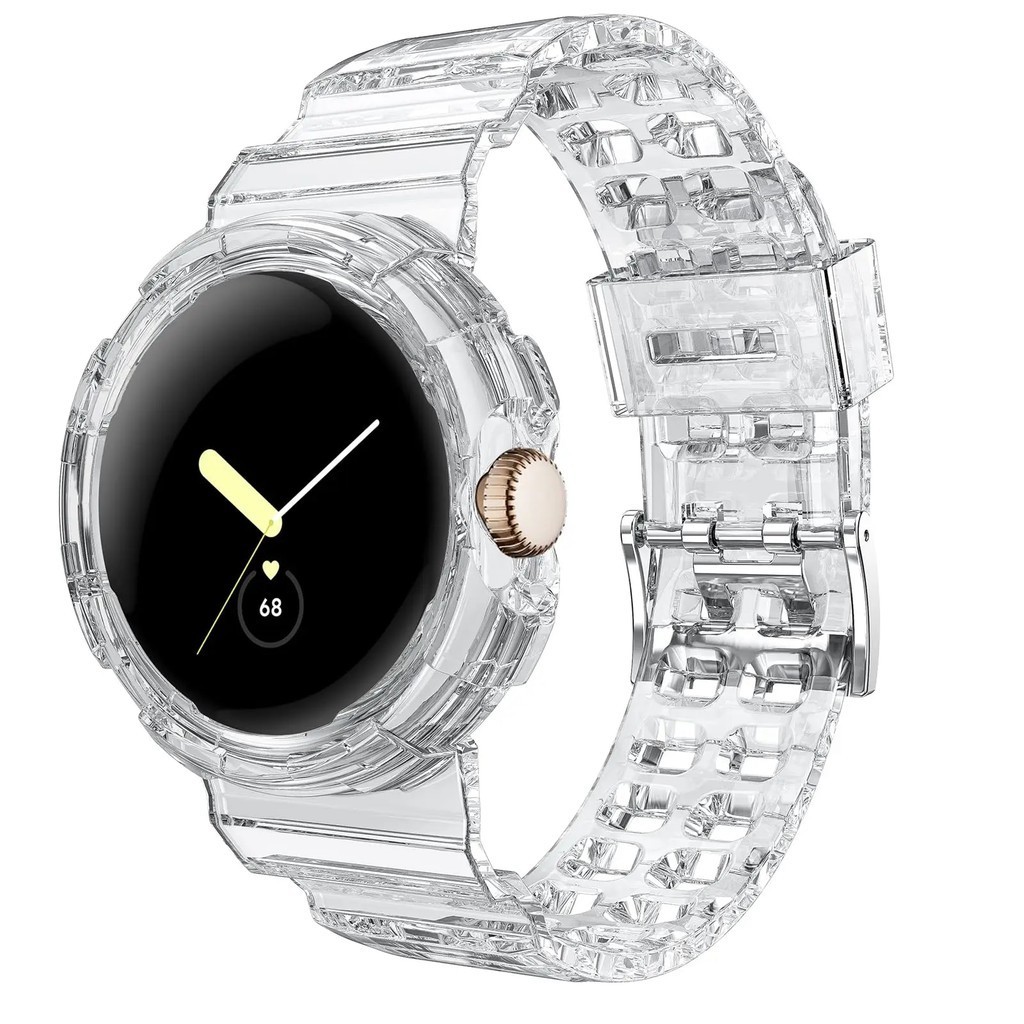 透明錶殼+軟 TPU 適用於 Google Pixel Watch 2 錶帶配件運動智能手錶集成腕帶 Pixel 錶帶