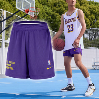 Nike 短褲 NBA 男款 紫 洛杉磯湖人 寬鬆 球褲 網眼 籃球 抽繩 [ACS] DX9700-504