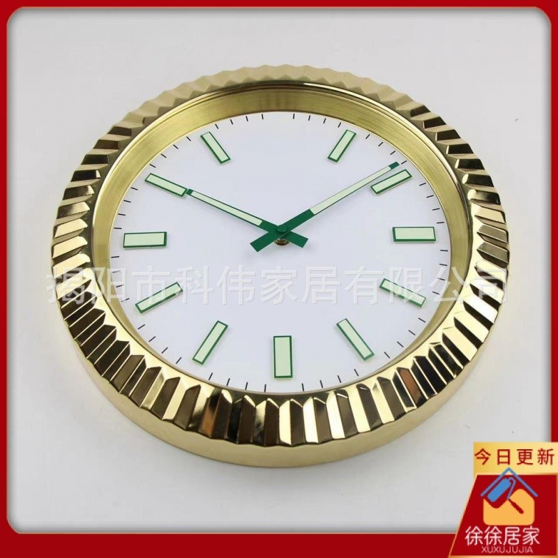 【立即出貨】14寸高檔不鏽鋼金屬掛鐘客廳金色銀色齒輪牙邊手錶鍾簡約輕奢石英