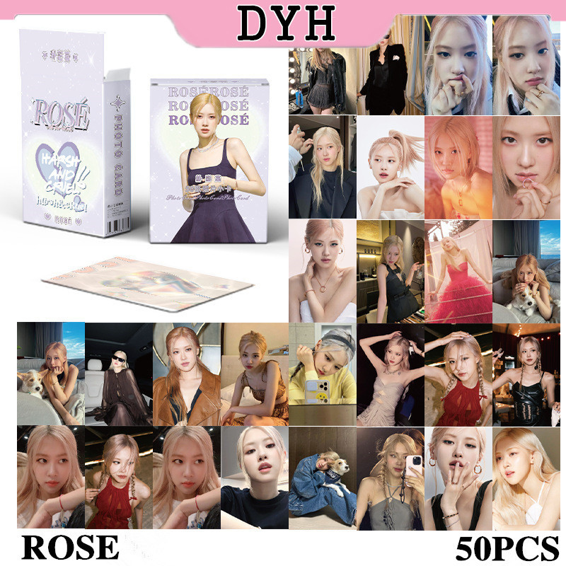 Dyh 50pcs/box BLACKPINK ROSE 鐳射卡小卡 LOMO Card KPOP 專輯