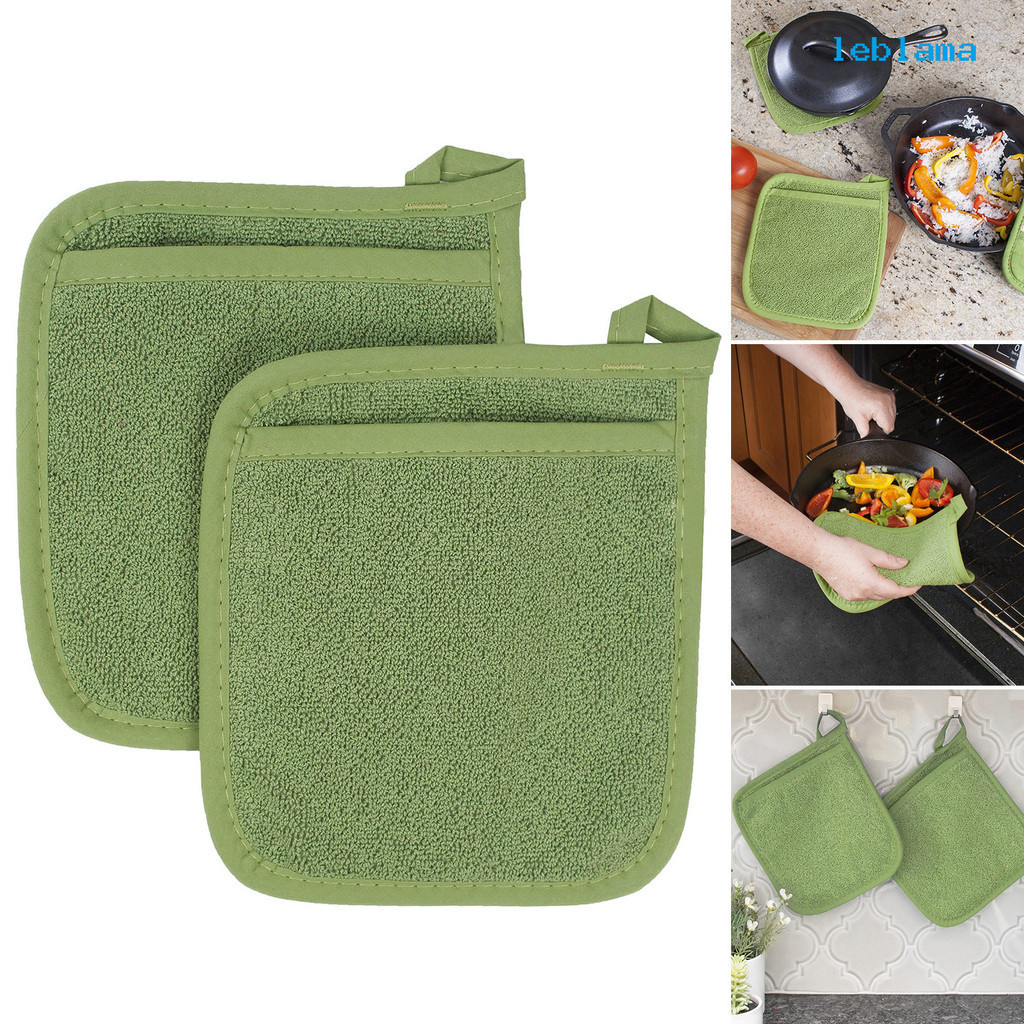 [LBA]2pcs 微波爐手套廚房烘焙烤箱防燙手套素色雙層毛巾布隔熱墊