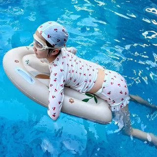 ins韓國復古游泳浮板兒童充氣浮排水上玩具衝浪板圈浮床小熊男女