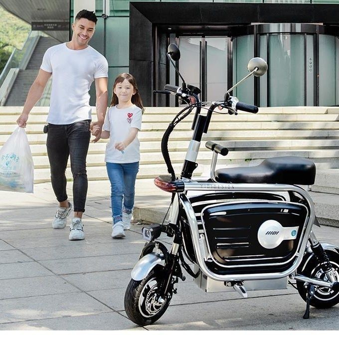 【臺灣專供】親子代步車女性迷你雙人多功能電動車鋰電池寵物車D6新款輕便時尚