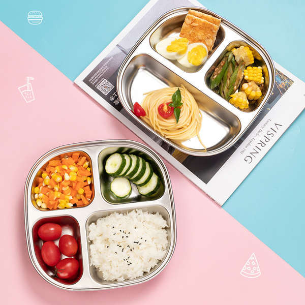 日本便當盒 玻璃便當盒 碗分格餐盤大人專用餐具一人食304不銹鋼嬰兒童卡通防摔飯盒