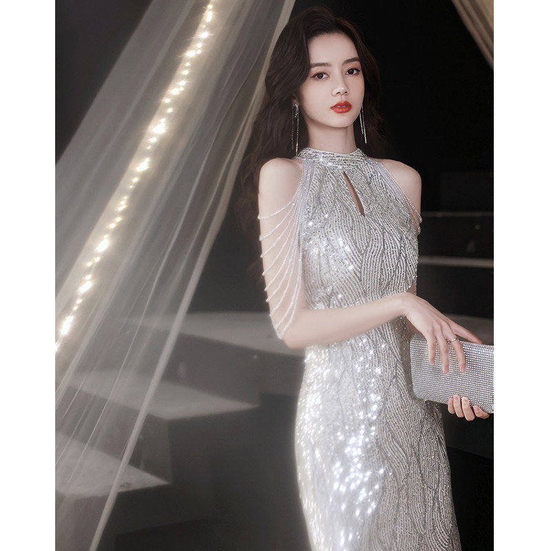 高級小晚禮服女短版2024新款宴會氣質名媛輕奢法式仙氣洋裝洋裝