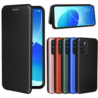 適用OPPO Reno6 5G耐髒耐磨碳纖維手機殼保護套插卡商務外殼翻蓋商務皮套素面色書本式手機殼