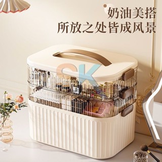 【臺灣熱銷】桌面化妝品收納盒 梳妝檯護膚品口紅置物架美術生工具箱美甲收納箱