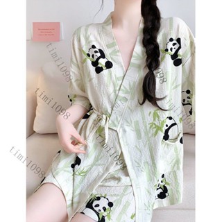 👍限時特賣#【5653人收藏】睡袍春鞦款女泡泡皺紗佈蜜桃夏季浴袍日式和服浴衣女睡裙夏款睡衣