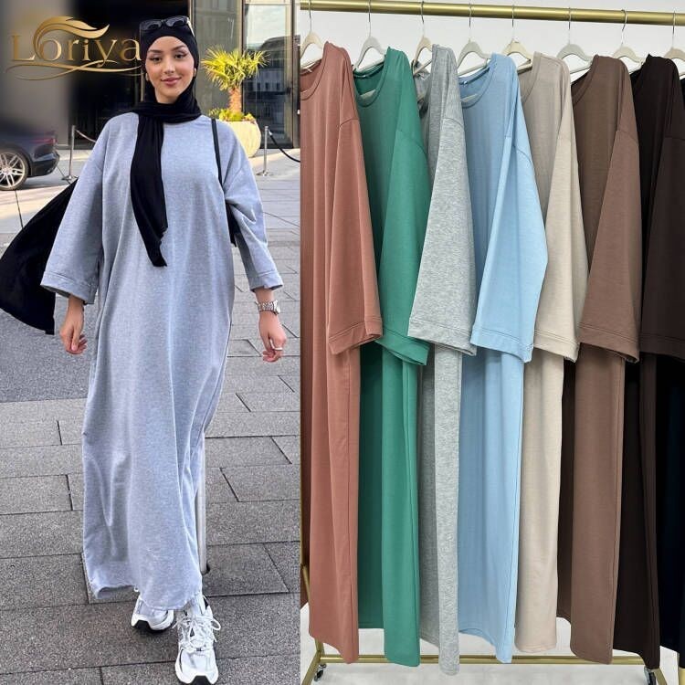 洛里亞新運動衫阿巴亞穆斯林洋裝日常穿休閒裝簡單的婦女阿巴亞伊斯蘭服裝