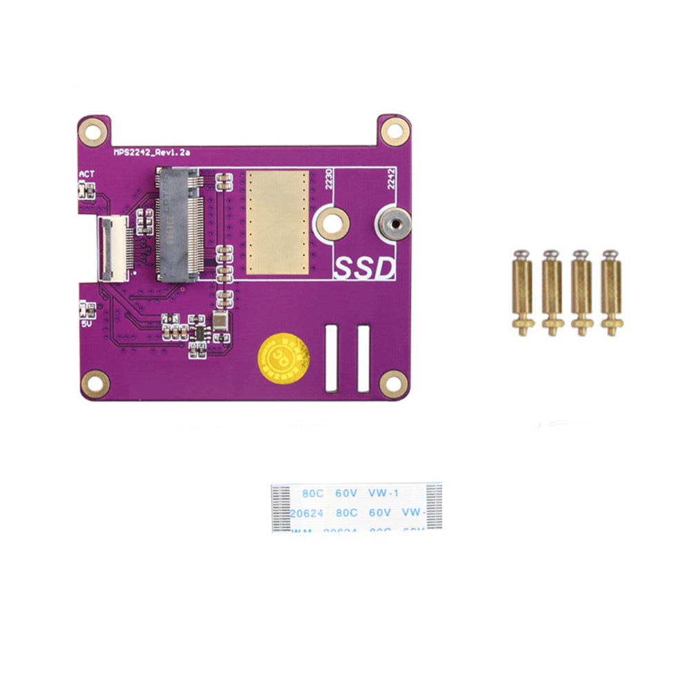 Mps2242 適用於樹莓派 5 擴展板專用 PCIE M.2 NVME SSD 固態硬盤板 HAT 2242 2230