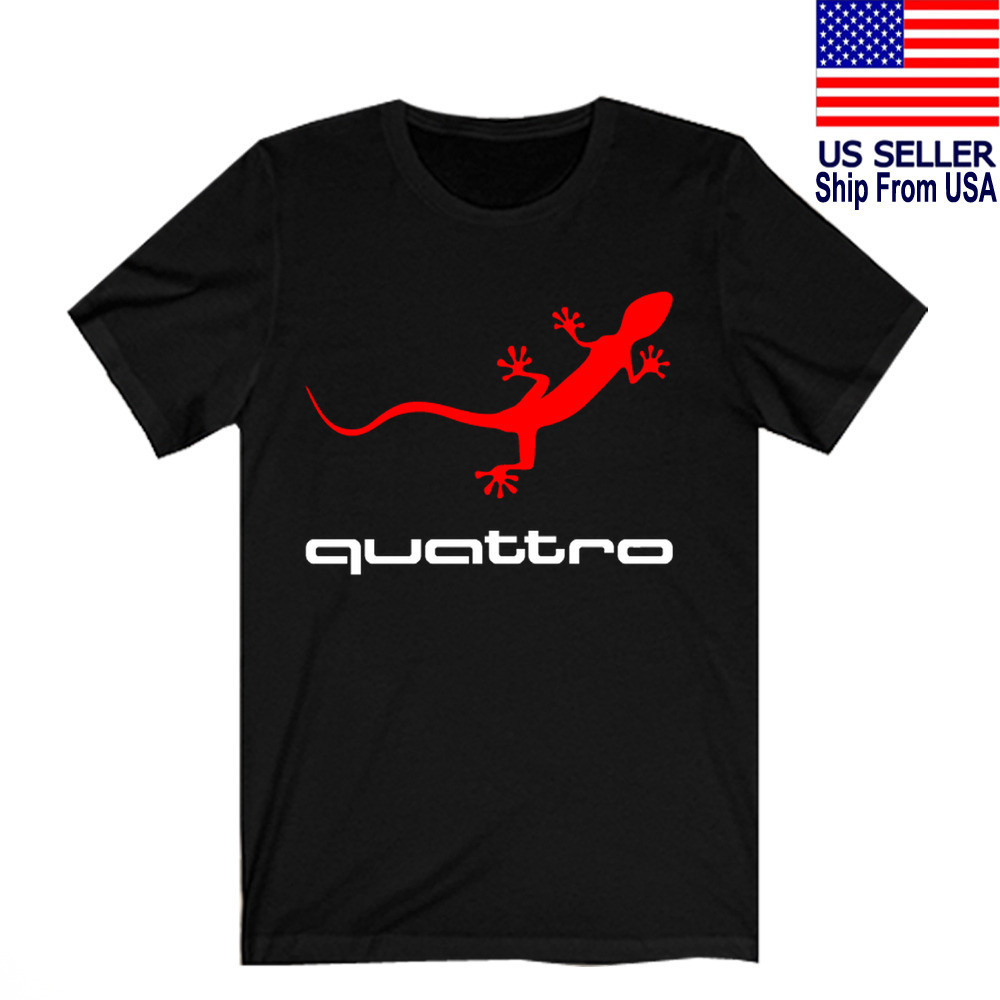 奧迪蜥蜴 Quattro 賽車標誌男式黑色 T 恤