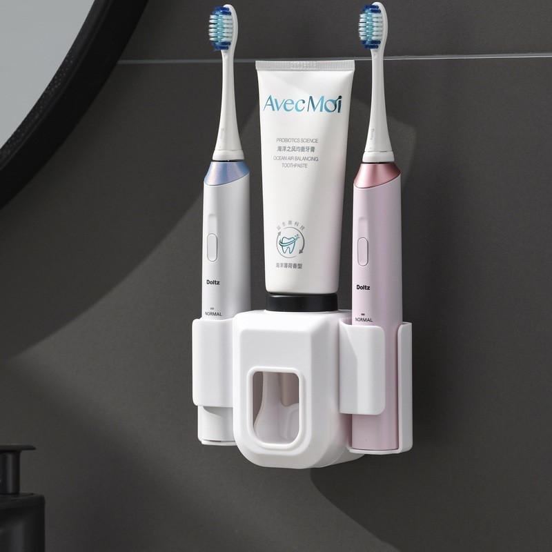 電動牙刷架情侶牙刷掛懶人自動擠牙膏器衛生間壁掛式免打孔牙膏架