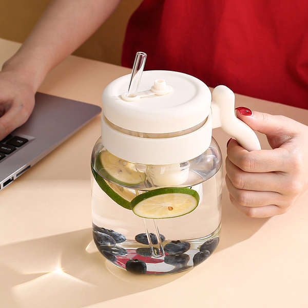 樂扣隨行杯 咖啡隨行杯 吸管玻璃杯大容量女高顏值水杯茶杯女士個人專用茶水分離泡茶杯子