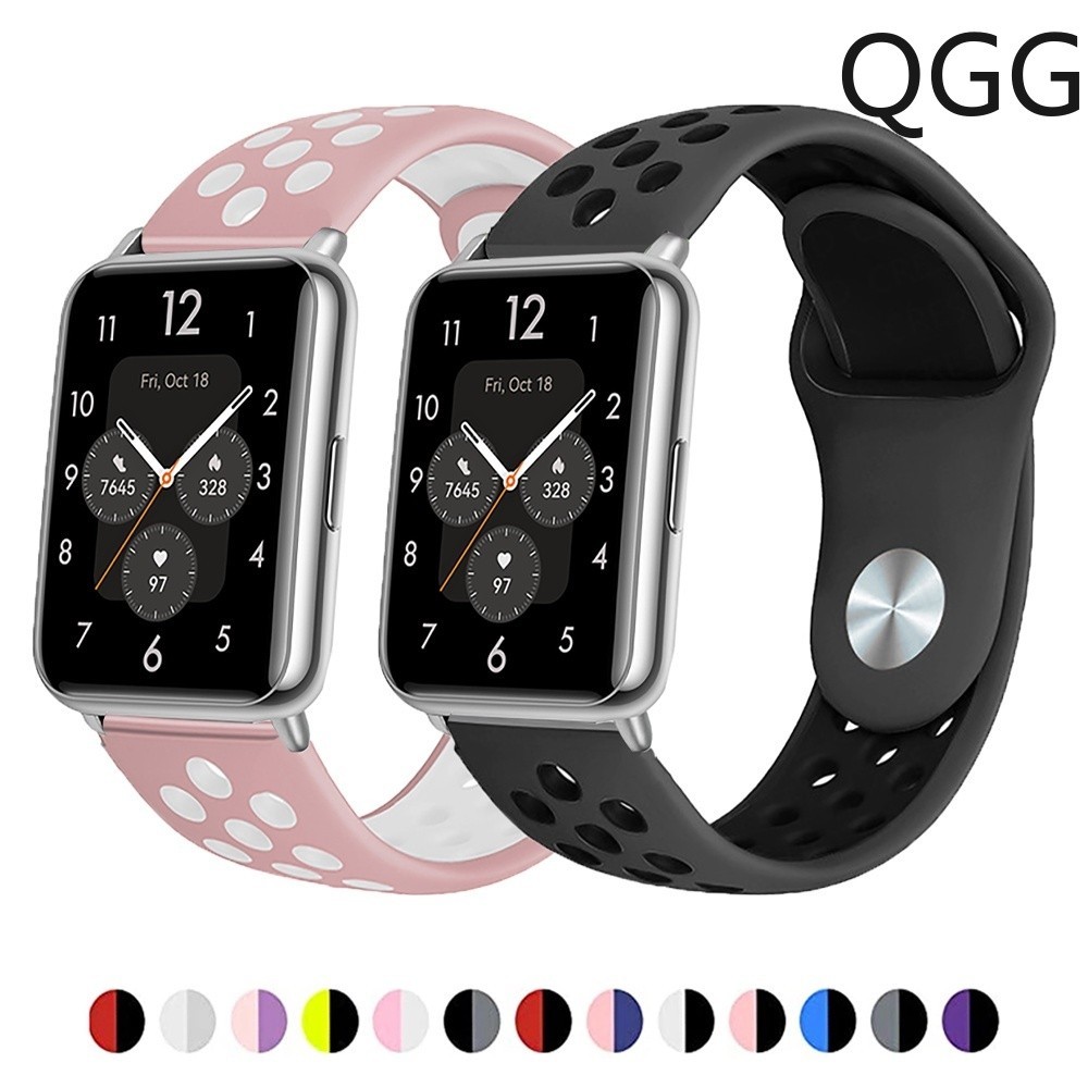 適用於華為HUAWEI watch fit 2 雙色矽膠透氣錶帶 華為watch fit2 運動 透氣 防汗 防摔 腕帶