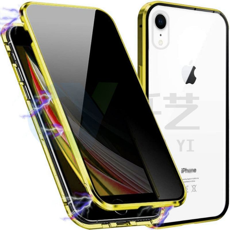 適用iphone XS Max XR 萬磁王手機殼 蘋果7/8 plus 金屬磁吸雙面玻璃防窺X防摔保護殼