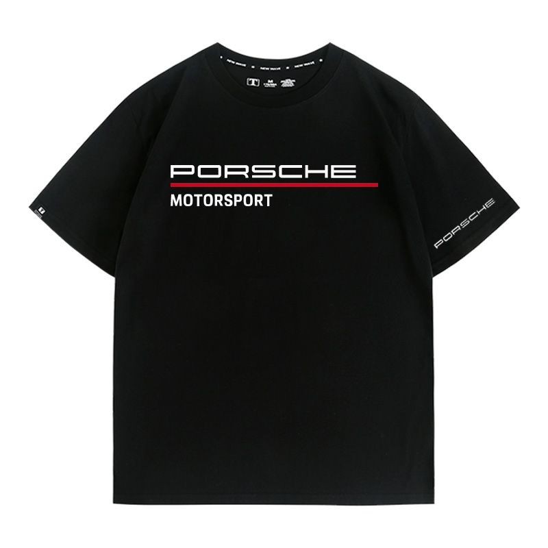 Porsche保時捷911汽車運動性能愛好者週邊短袖T恤衫 夏季男士純棉寬鬆百搭 汽维修装饰 4s工作服汽車美容