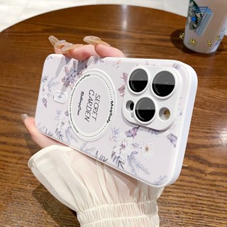 花開滿園 自帶鏡頭膜 磁吸手機殼 適用 蘋果 iPhone 16 15 14 13 12 Pro Max 保護殼 防摔殼