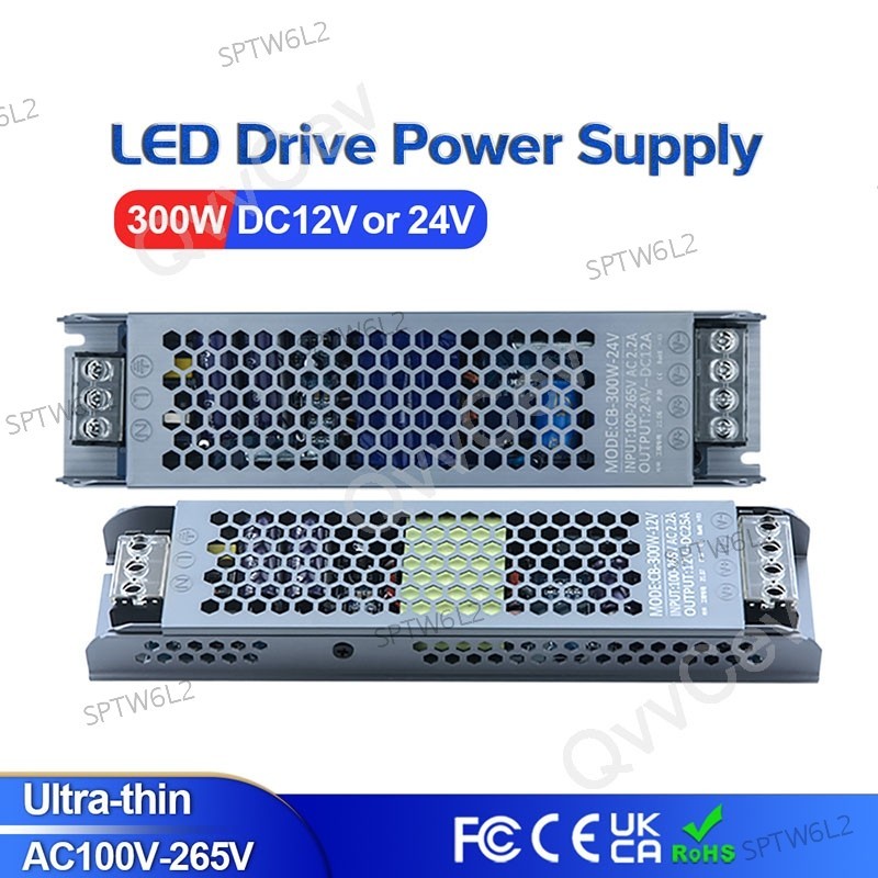 TRANSFORMERS 300w DC12V/24V 超薄 LED 電源照明變壓器適配器開關 300W AC100-2