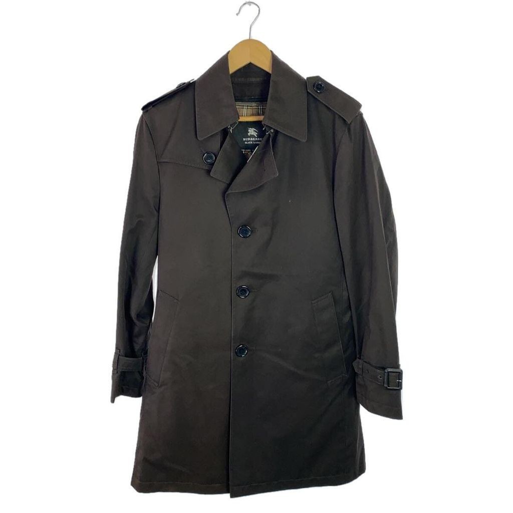 BURBERRY BLACK LABEL 外套 長版風衣 大衣黑色 棉 棕色 日本直送 二手