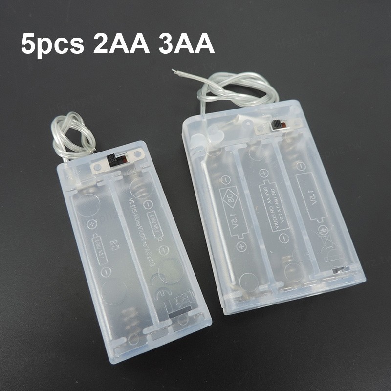 5 件白色透明 2/3 solt AA 3V 4.5V 電池座盒帶開關 AA 2XAA 3XAA 2AA 用於 led
