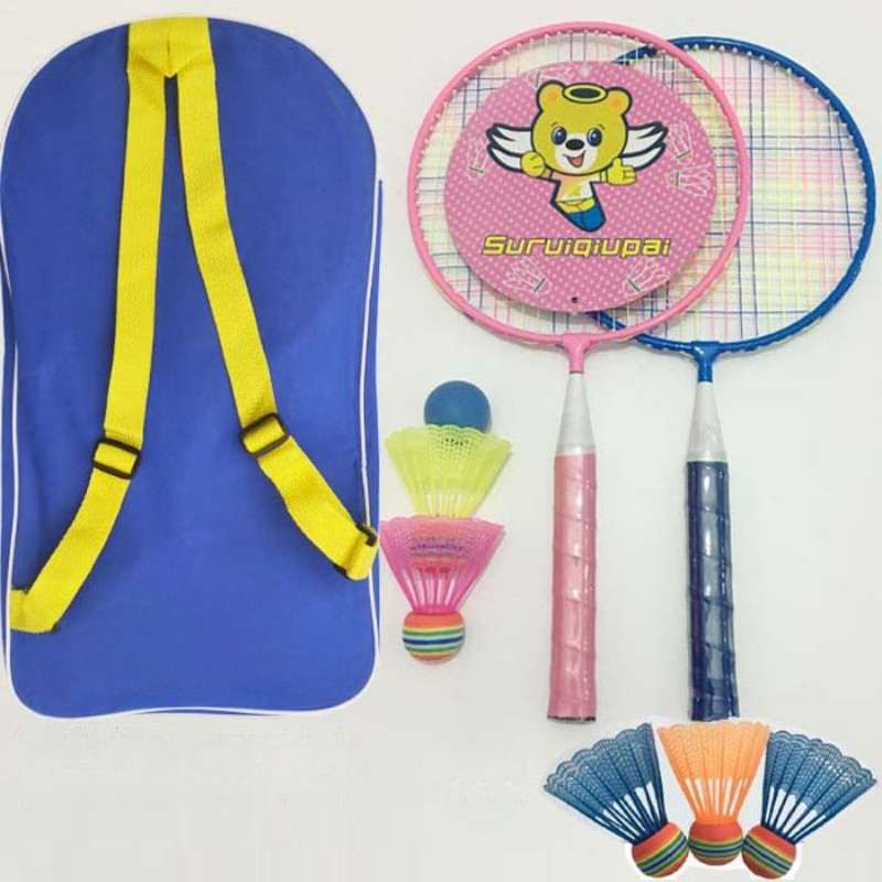 兒童羽毛球拍 3-12 歲。 男孩女孩幼兒園羽毛球藍色戶外運動粉色小學生玩具球拍。