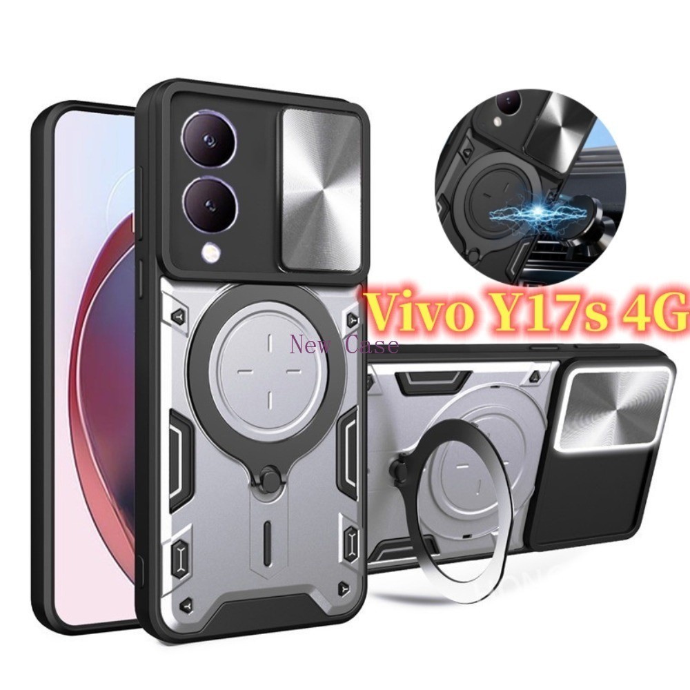 Vivoy28 滑動鏡頭保護手機殼適用於 Vivo Y17S Y 17s Y28 5G VivoY17s 4G 2023