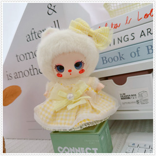 17cm labubu doll clothes17cm拉布布娃衣搪膠盲盒一代二代坐坐派對吊飾格子裙換裝衣服配飾