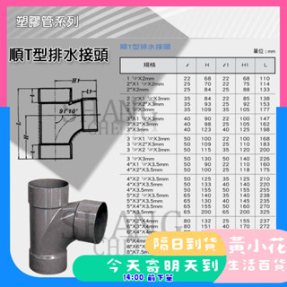 🚀蝦皮隔日配達🔥南亞 PVC 排順T 1-1/2"~3-1/2 順T型 排水接頭 三通 水管接頭 管材 管料 塑膠管