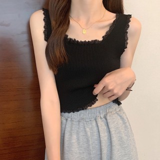 【HOT 本舖】 春秋白色黑色蕾絲吊帶背心內搭打底衫女夏季學生顯瘦時尚氣質上衣
