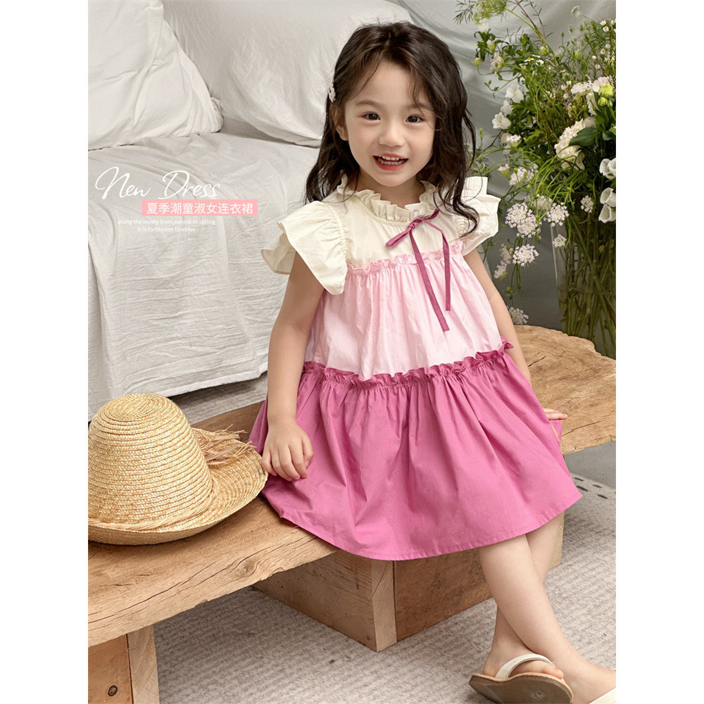 ✨HIKIDS✨2024洋氣時髦兒童短袖韓版純棉公主裙 夏季女童洋裝