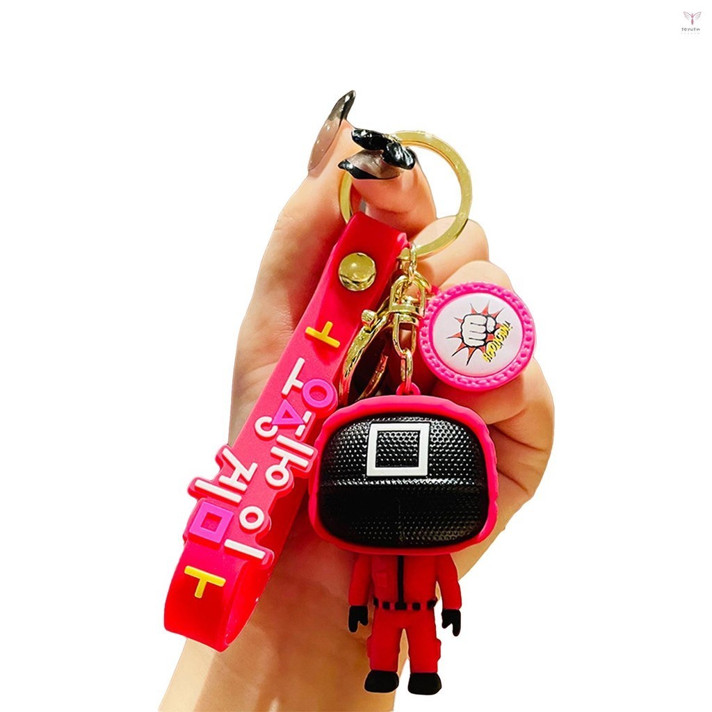 Uurig)魷魚游戲鑰匙扣韓國電視人物挂件金屬鑰匙扣聖誕裝飾品鑰匙圈 DIY 藝術工藝品製作