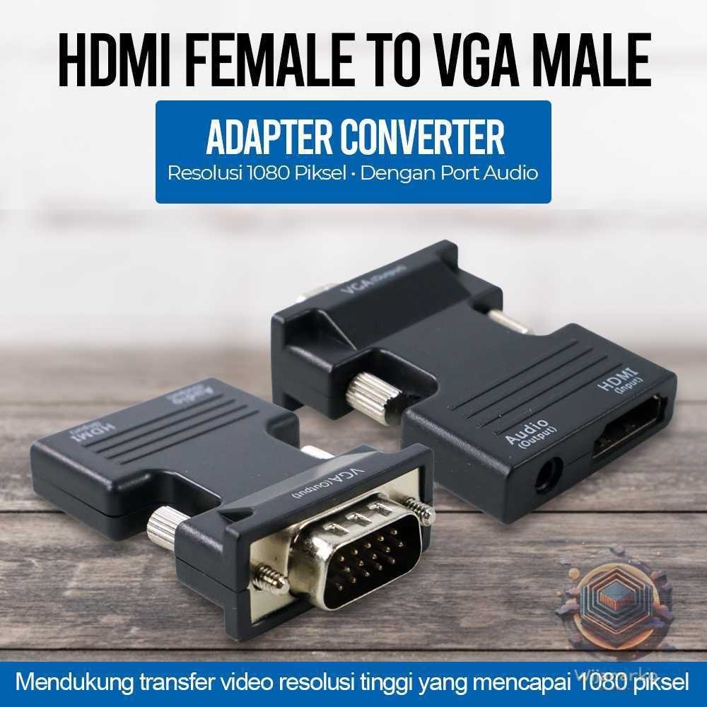 適配器轉換器 HDMI 母頭轉 VGA 公頭 1080P 音頻端口 HV1002