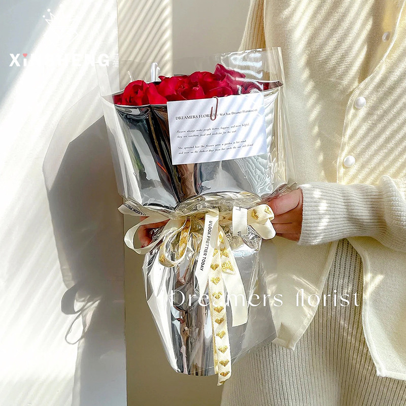 【現貨】【鮮花包裝】 鏡面 藝術包裝紙 金屬 亮面 反光 鮮花花束OPP防水包花紙 花藝資材