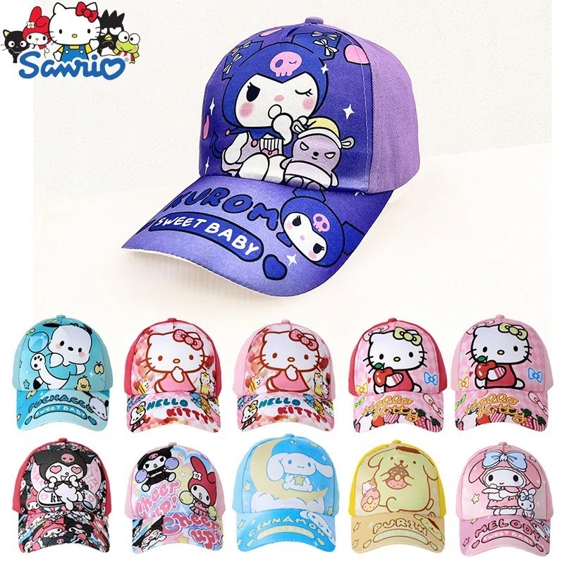 可愛三麗鷗帽子 Y2k Hello Kitty Kuromi My Melody Cinnamoroll 兒童棒球帽卡通