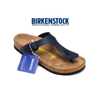 Birkenstock夾腳拖藍色亞光皮面 休閒皮革涼鞋 35-45