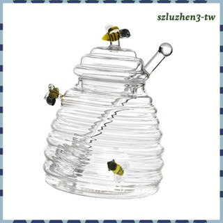 [SzluzhenfbTW] 玻璃蜂蜜罐蜂蜜容器蜂巢勺蜜罐糖漿儲存瓶桌面家用廚房