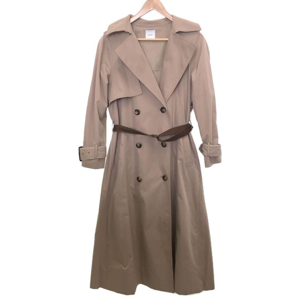 AMERI 外套 長版風衣 大衣191740030純色 聚酯纖維 米色 日本直送 二手