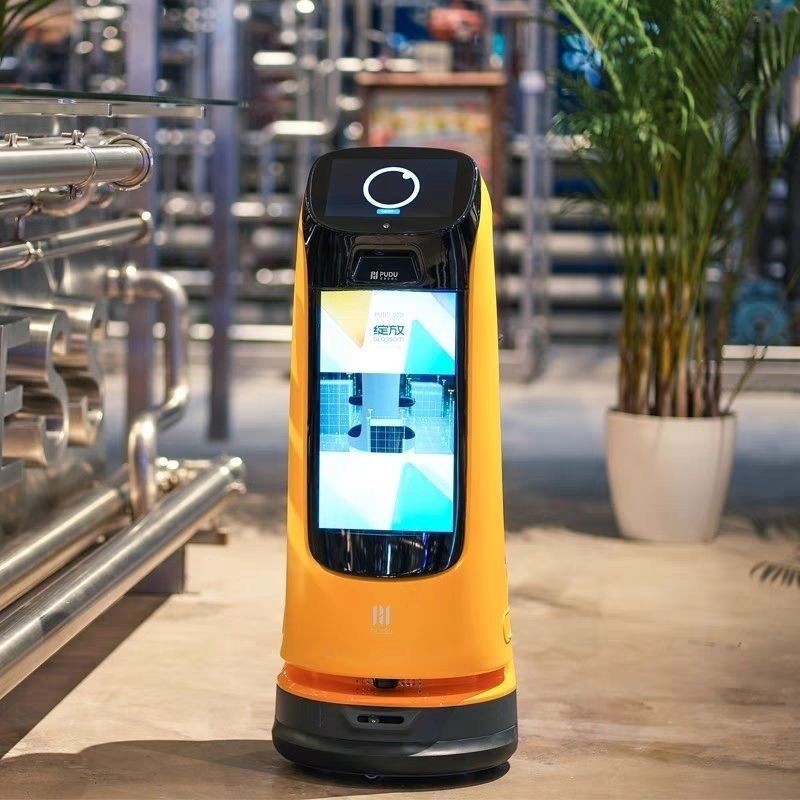 【臺灣專供】智能廣告機器人送餐送物送菜迎賓領位帶路吸晴360度說話互動充電