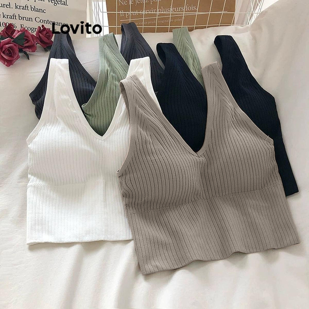 Lovito 女士休閒素色基本款運動內衣 LNE52084