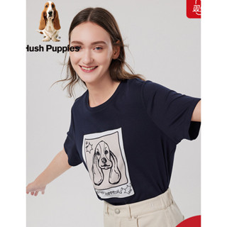Hush Puppies暇步士女裝印花簡約圓領休閒短袖T恤0518