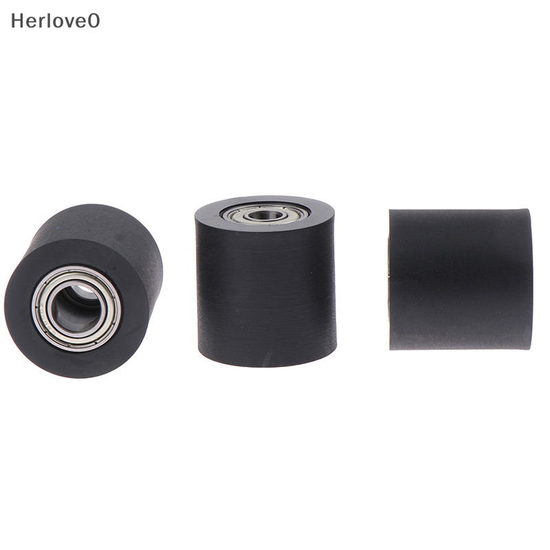 Herlove 帶雙軸承靜音扁平導輪孔徑 5/6/7/ 8/10mm PU 聚氨酯滾輪直徑長度 30MM TW