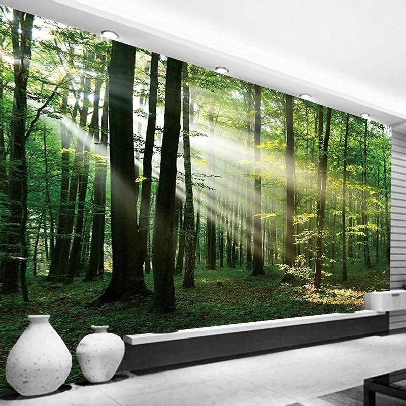 定制伍茲陽光綠森林3d照片壁紙臥室客廳沙發電視背景牆紙家居裝飾壁畫貼紙