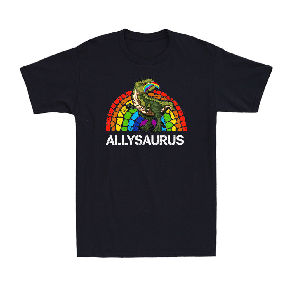 Allysaurus Dinosaur 彩虹旗為 Ally Lgbt Pride 新奇 T 恤