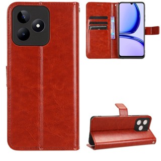時尚瘋馬紋 Realme Note 50 4G 手機殼 錢包款 掀蓋 保護殼 掛繩 磁扣 插卡 翻蓋皮套