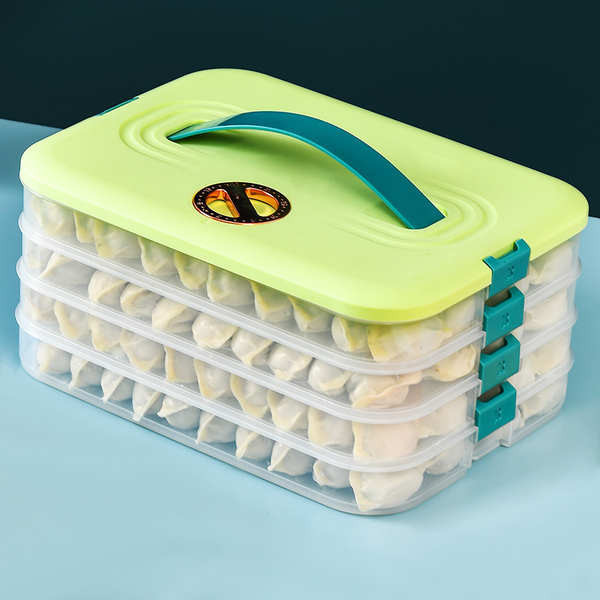 水餃盒 冰箱收納盒 速凍餛飩水餃多層收納盒冰箱食物保鮮盒手提塑膠大號疊加餃子盒