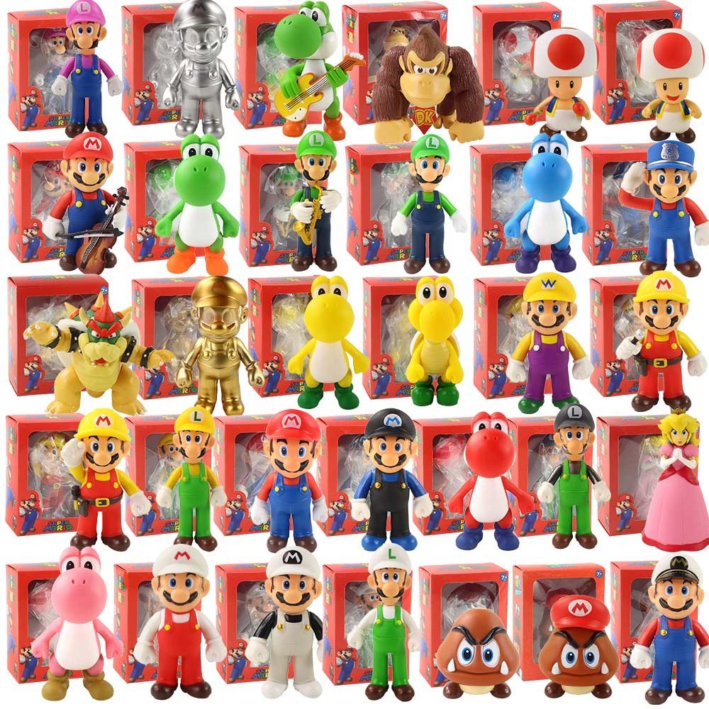 Super Mario 超級瑪麗奧德賽馬里奧馬力歐路易基碧奇公主耀西庫巴大金剛大猩猩盒裝手辦擺件模型人偶公仔玩具