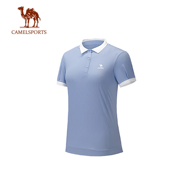 CAMEL SPORTS駱駝 女士短袖T恤 薄款夏季速乾透氣休閒跑步防曬Polo衫