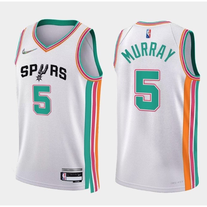 熱賣球衣 2022 NBA球衣馬刺隊5#MURRAY白鑽logo籃球球衣